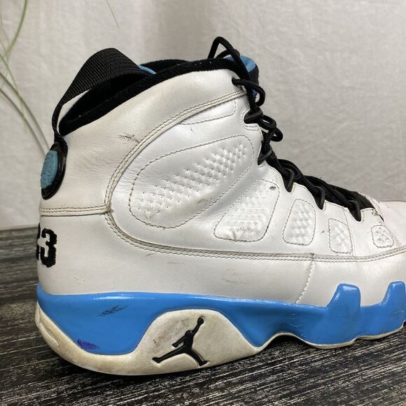 Nike Air Jordan 9 Retro UNC 2010 White & Blue 23 Hightop Athletic Sneakers 9.5
